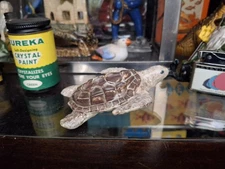 Vintage Old Aquarium Fishbowl Ceramic Floating Beautiful Loggerhead Sea Turtle