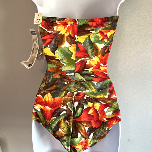 Vintage Jantzen Swimsuit One Piece Tropical Floral Size 10 Removable Strap NWT - Picture 6 of 9