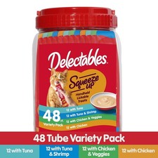 Delectables Squeeze Up Interactive Lickable Wet Cat Treats Variety Pack 48Ct Jar
