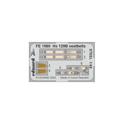 EDUARD FE1560 ZOOM SET HS 129B SICHERHEITSGURTE STAHL (FÜR TAKOM) 1/48