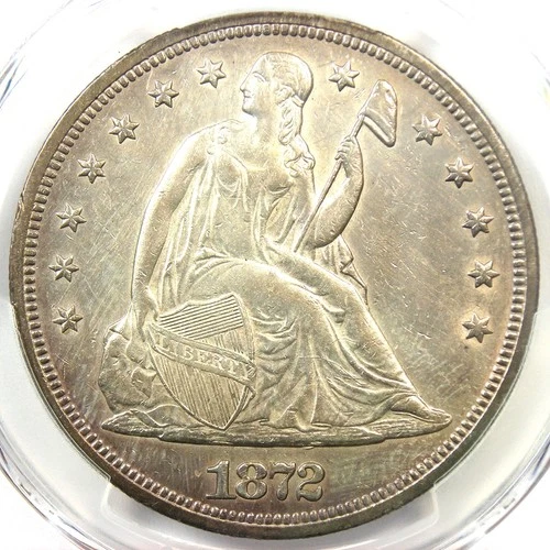 1872 Seated Liberty Silver Dollar $1 - Certified PCGS AU Detail - Rare Type Coin