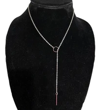 Silver Single Strand Lariat Necklace 21.5"