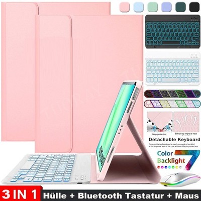Für Samsung Galaxy Tab A11+ S11 S10 FE S9 Hülle mit Beleuchtete QWERTZ Tastatur