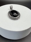 Black Onyx Cabochon 925 Sterling Silver Beaded Texture Pendant HAN THAI 12.6g — photo 2