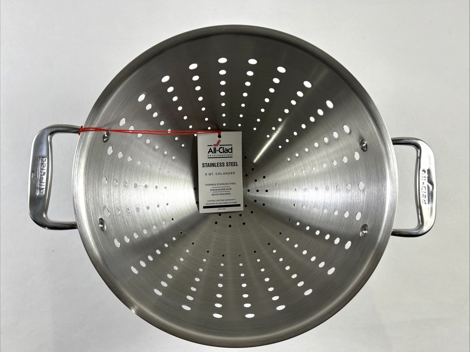 NEW ALL-CLAD 5 Quart Colander 18/10 Stainless Steel Size L Quick Draining $89.95