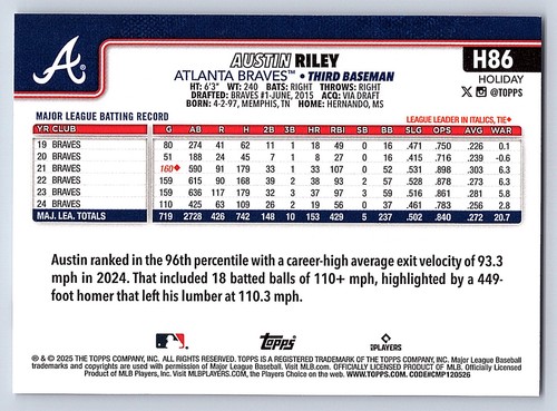 2025 Topps Holiday Base  # H 1 - H 200  - PICK YOUR CARDS - 第 146/318 張圖片