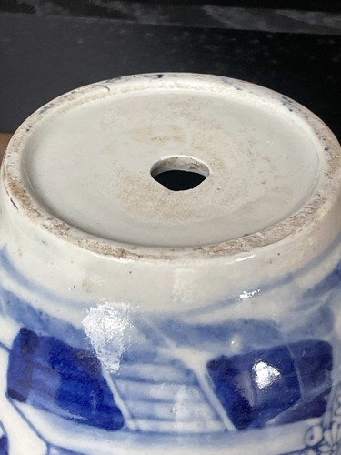 Oriental Blue White Planter, China Chinese Hand Painted Figures Pagoda Plant Pot - Picture 10 of 18