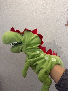 Juguete de peluche de marioneta de mano de dinosaurio T Rex verde rojo picos suaves regalo para niños