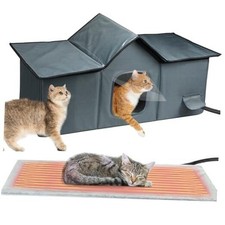 Weatherproof Heated Cat Houses for Outdoor Cats - Insulated XL - Fit 3-4 Cats
