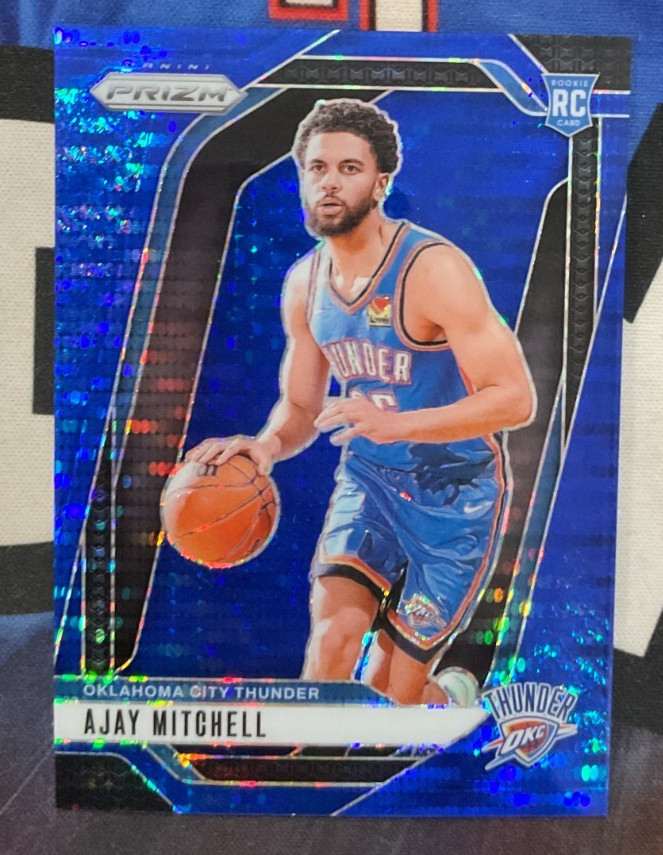 2024-25 Panini Prizm Basketball #226 Ajay Mitchell Blue Pulsar 11/99 Rookie RC