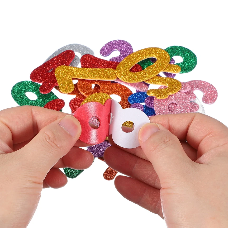 Adesivos de espuma numérica, 144 peças números 0-9 EVA autoadesivos glitters, azul - Imagem 3 de 4