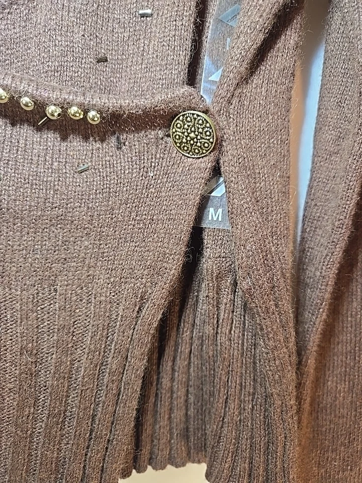 Suéter vintage DKNY marrón con cuentas talla mediana Foto 2 de 4