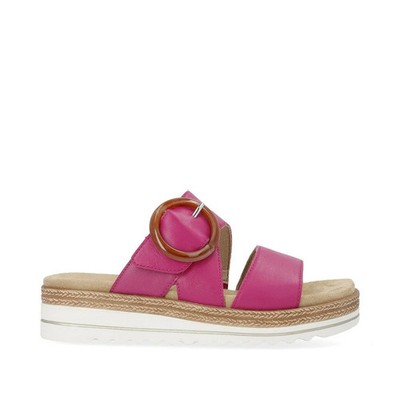 Remonte D0Q51 Damen Lederpantoletten rosa mit verstellbarem Riemen