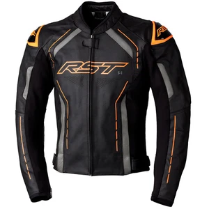 RST S1 Ce Leather Jacket Motorbike Motorcycle Black / Grey / Neon Orange