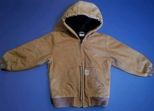 Carhartt Canvas Jacket Youth 7/8 Brown Coat Quilted Hooded