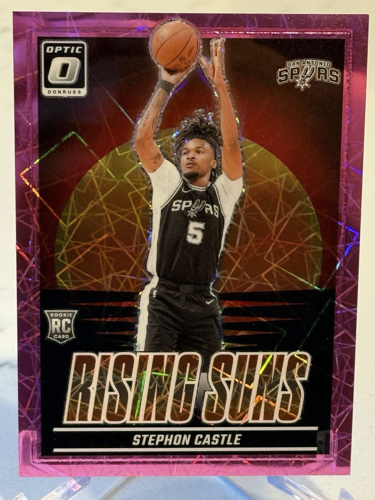 2024-25 Donruss Optic Stephon Castle #6 RC Rookie Rising Suns Pink Velocity /79
