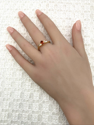 14 Karat Gelbgold Granat & weißer Saphir Ring 1,9 g Größe 9,25