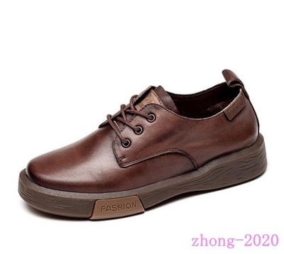 Women's Girls Leather Round Toe Lace Up Oxfords Casual Dress College Flats Shoes