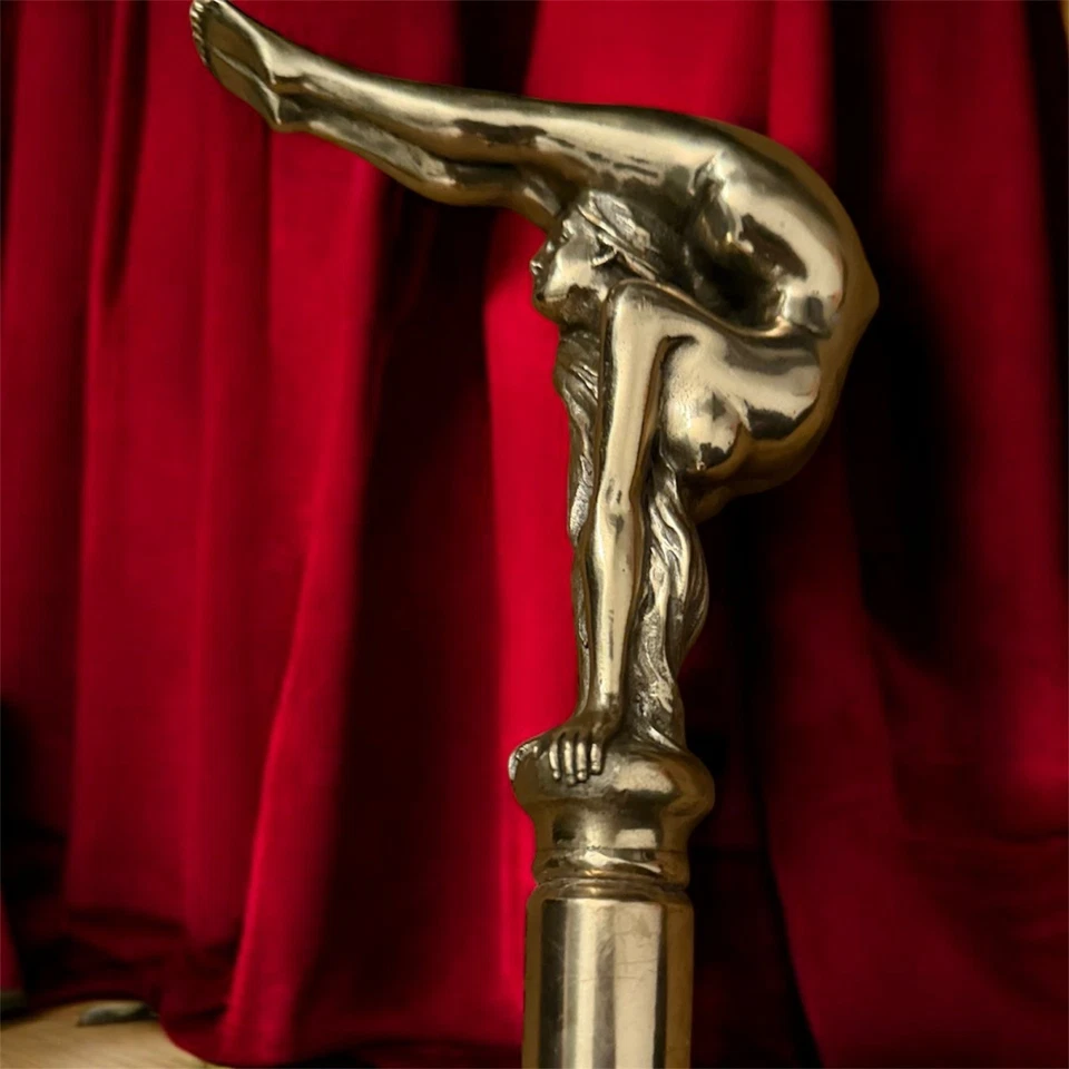 Bronze Lady Sculpture Walking Stick Cane Wood Design Handle Rare Woman Signed - Image 2 of 4