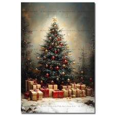 Christmas Tree Art Print, Festive Seasonal Portrait Poster, Holiday Wall Decor