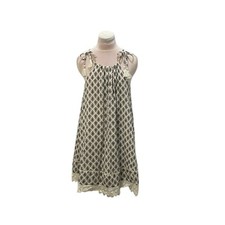 OLD NAVY Women's S Cream Black Lace Tie Shoulder Tassels Gauze Mini Dress Summer