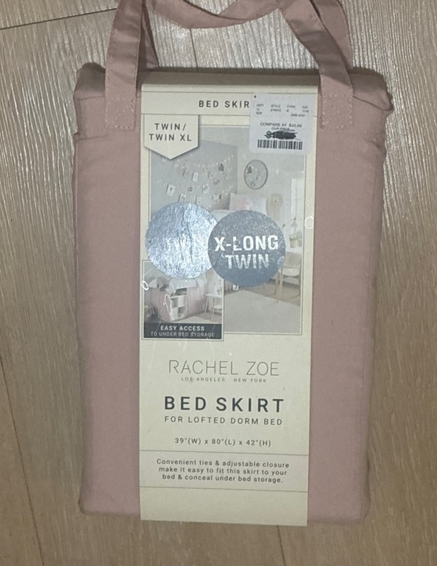 Rachel Zoe Bed Skirt Lofted  Dorm Bed Twin XL Pink 42” NEW NWT