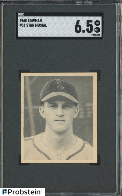 1948 Bowman #36 Stan Musial St Louis Cardinals RC Rookie HOF SGC 6.5