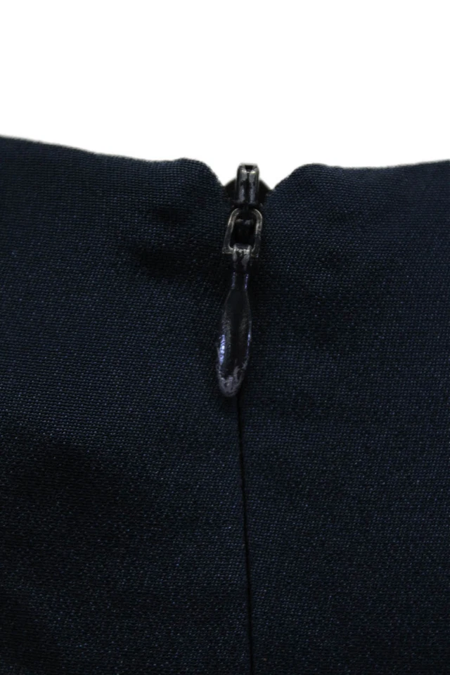 Tibi Womens Back Zip Sleeveless Scoop Neck Silk Shift Dress Navy Blue Size 8 - Image 4 of 4