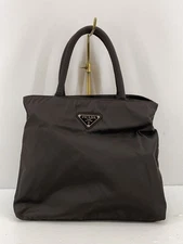 PRADA Handbag Mini Tote Nylon Dark Brown Solid