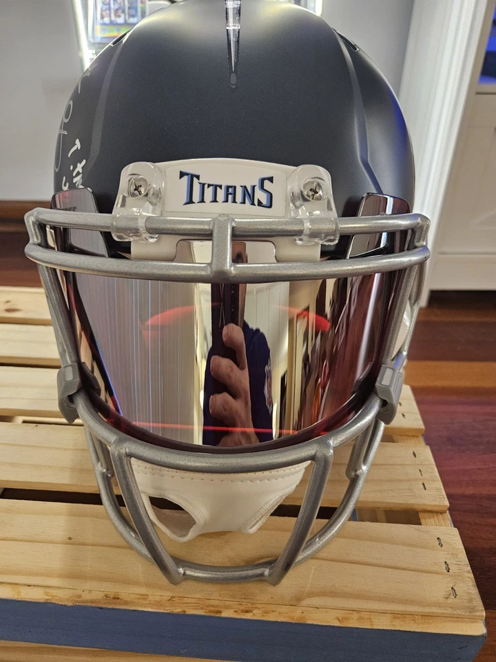 Derrick Mason Signed Titans F/S Authentic Helmet w/Titan Up and visor - Beckett - Image 2 of 4