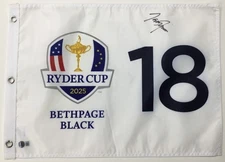 Tony Finau 2025 Ryder Cup Bethpage Black 18 Signed Pin Flag Beckett BT18793