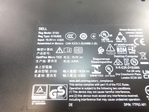 Dell Optiplex 7020 Micro, i5-14600T, 1.80GHz, 16GB RAM, 512GB NVMe, No AC C4*405 - Bild 3 von 4