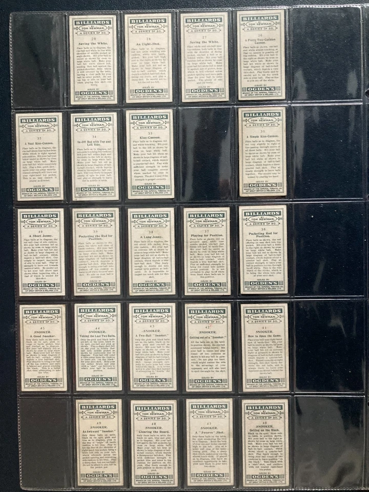 cigarette cards billiards Ogden's  47/50 1928 - Image 2 of 4