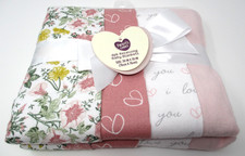 Parents Choice Receiving Blankets 4 Pack Floral Hearts Solid NEW