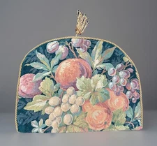 Vintage Handmade Woven Fruit Tea Cozy Teapot Dust Cover Rich Velvet Back