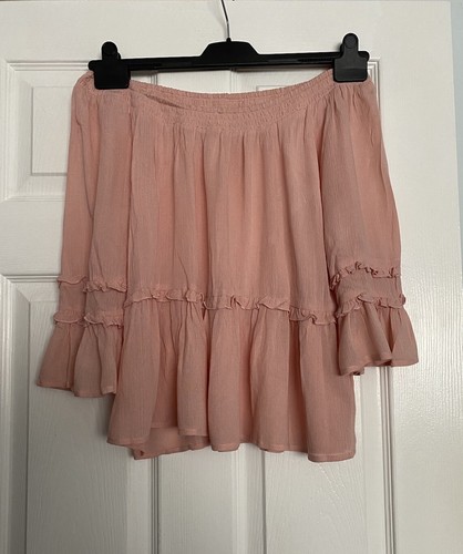 Ladies Pink Off The Shoulder Tunic Top Size 8/10 - Picture 6 of 10
