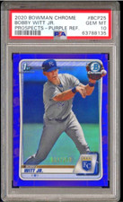 2020 BOWMAN CHROME PROSPECTS BOBBY WITT JR. PURPLE REFRACTOR #/250 PSA 10
