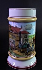 alter ZUNFTKRUG  Ökonomie Bauer - DAMPFDRESCHER - Bodenbild Lithophanie