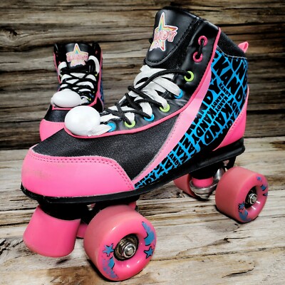 Girls 5 US Kandy Liscious Quad RollerBlades Skates 204-312 Black & Hot Pink