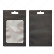 200x Matte Black Frame Foil Hanging Zip Lock Bags 2.75x4in (Free 2-Day Shipping)