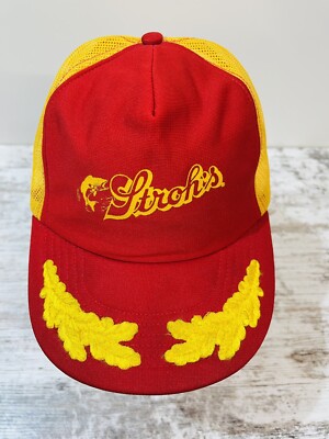 Vintage Strohs Beer Advertising Bar Mesh Trucker Snapback Hat