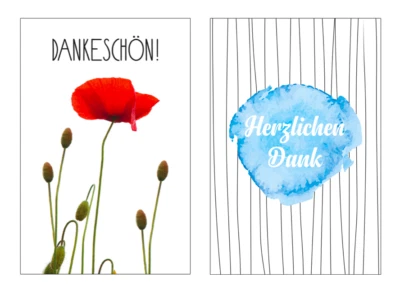 MERZ DESIGNKARTEN 2 Premium Dankeskarten (Klappkarten) mit 2 Umschläge, Danke Karten Dankekarten
