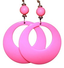 Neon Fluorescent Large Retro Hoop Dangle Costume Earrings