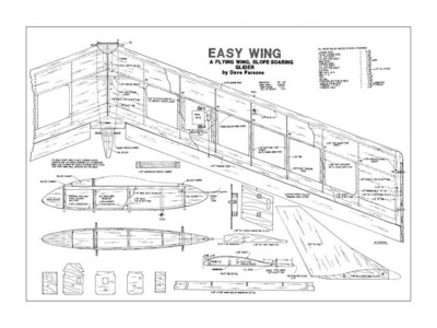 Easy Wing Glider 49'' Wingspan RC Model Airplane Printed Plans & Templates