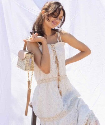 LIKE DREAMS Crossbody Bag Purse FLORENCE GOLD CHAIN Straw NEW tag SHIPS FREE 