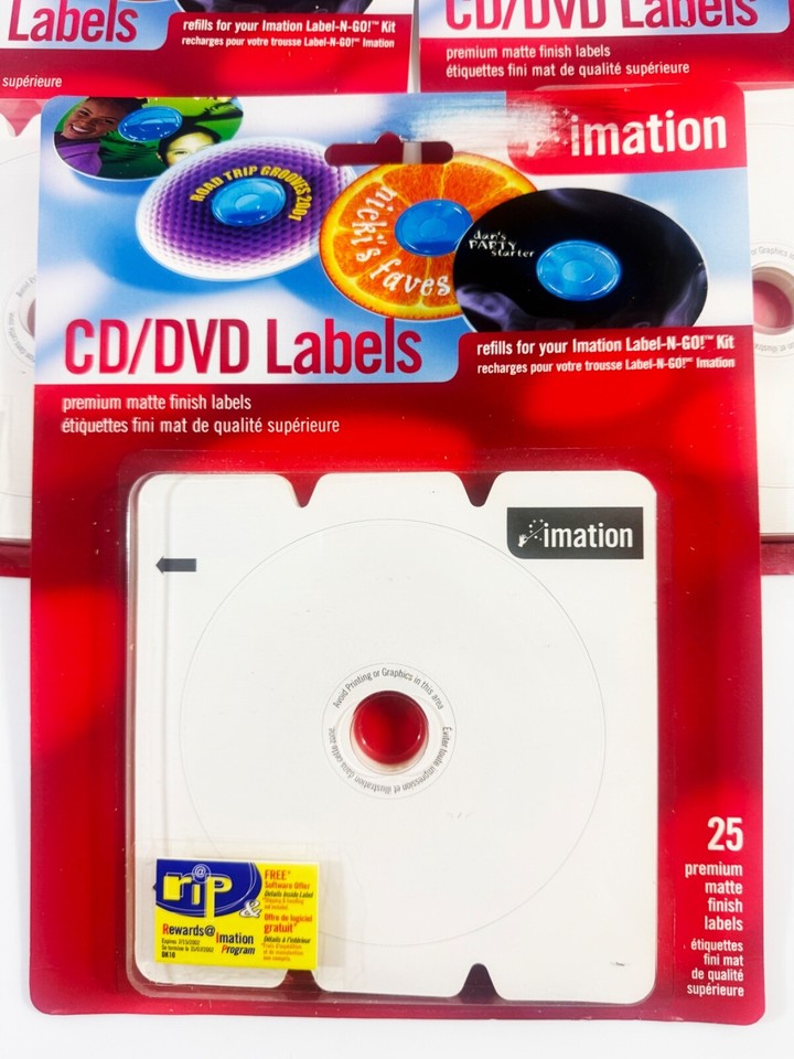 3 Packs of 25 (75 Total) Imation CD/DVD labels 51122000058| eBay