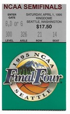 1995 NCAA Basketball Final Four Semi Finals Ticket Stub Arkansas North Carolina