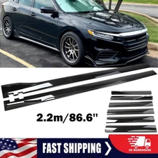 Black 86.6' Side Skirt Extension Rocker Panel Splitter For Honda Insight 2000-21