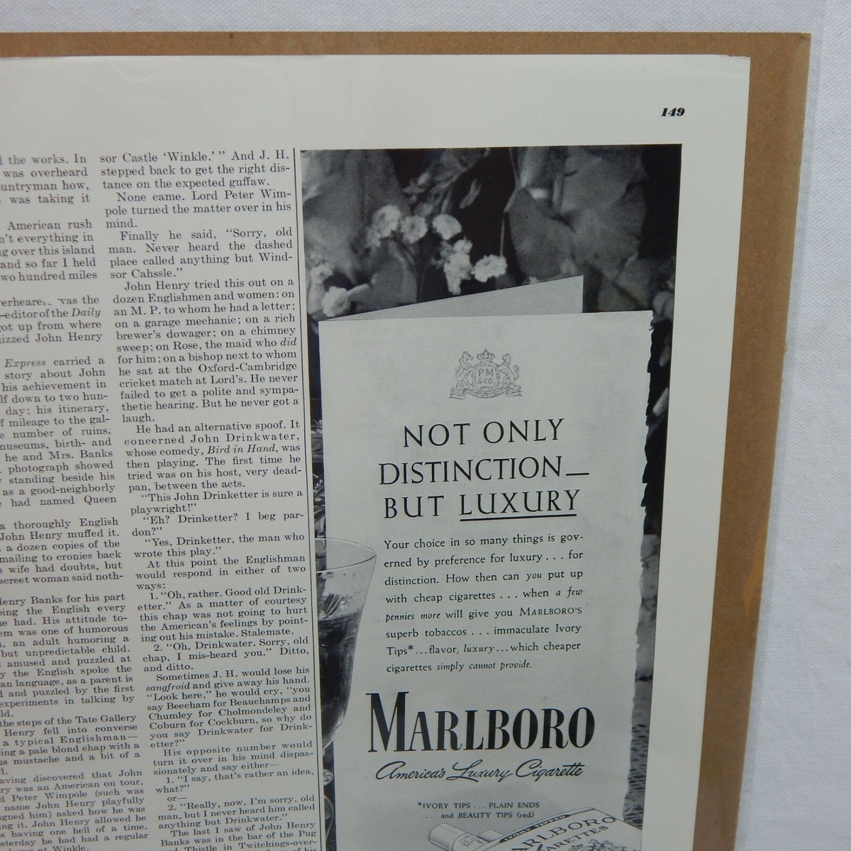MARLBORO CIGARETTE PHILIP MORRIS & COMPANY 1941 ADVERTISEMENT