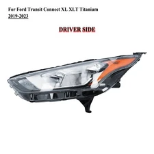 Driver Left Side Black Headlight for 19-23 Ford Transit Connect XL XLT Titanium
